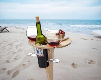 Folding Wine Table | Portable Camping Table | Outdoor Furniture | Wine Lover Gift | Outdoor Wine Glass Holder