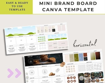 Mini Brand Board Canva Template Horizontal, Editable Branding Guidelines, Branding Kit Bundle, Business Brand Guide, One Page Template