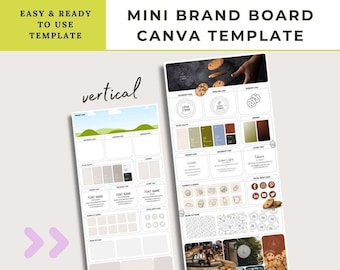 Mini Brand Board Canva Template Vertical, Editable Branding Guidelines, Branding Kit Bundle, Business Brand Guide, One Page Template