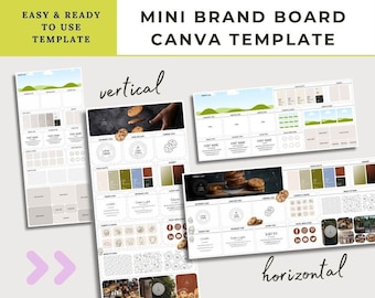 Mini Brand Board Canva Template, Editable Branding Guidelines, Branding Kit Bundle, Business Brand Guide, One Page Brand Board Template