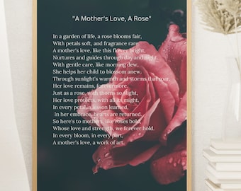 Mothers Day Poem, Mothers Day Gift, Mother Poem, Mom Poem, Digital Download, Digital Print, Wall Art