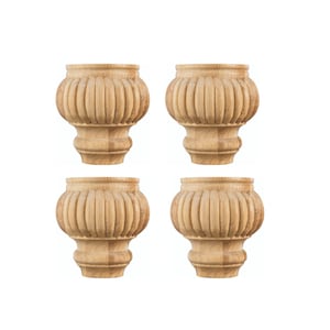 May include: Set of four wooden furniture legs with a decorative fluted design. The legs are unfinished and ready to be stained or painted.