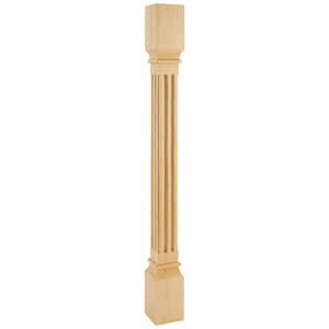 May include: A natural wood fluted column with a square base and top. The column is approximately 36 inches tall.