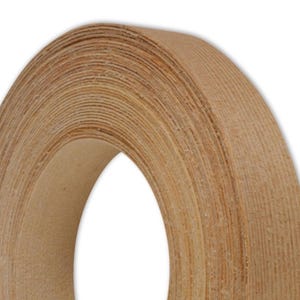 May include: A roll of natural wood veneer tape. The tape is made of thin layers of wood and is designed for edging furniture and other woodworking projects.