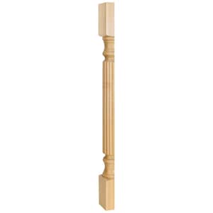 May include: A fluted wood cabinet leg with a square base and a rounded top. The leg is made of unfinished wood and is ready to be stained or painted.
