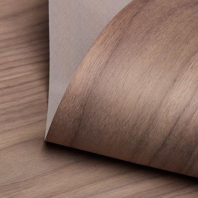 Walnut 9'' Natural Wood Veneer roll Pre-glued Iron-on Hot Melt Adhesive. Furniture, Repair Patch, Wall Panel, Beams immagine 3