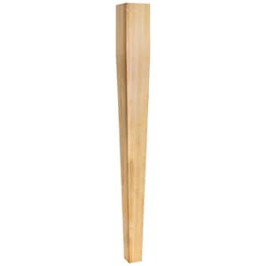 May include: A natural wood furniture leg with a tapered design. The leg is approximately 16 inches tall and 2 inches wide at the top.
