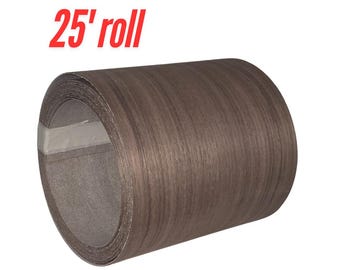 May include: A brown wood veneer roll, 25 feet long. The roll is wrapped in a clear plastic film.