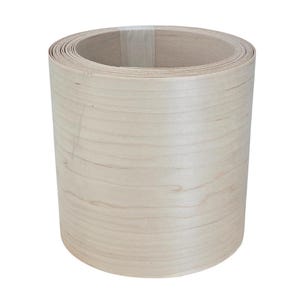 May include: A roll of natural wood veneer, with a light beige color and a wood grain pattern. The veneer is rolled up and secured with tape.