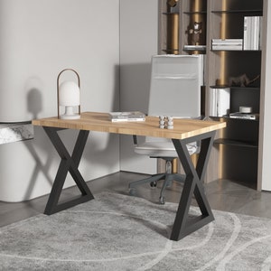 Metal Table Legs Heavy Duty W Shape Metal Desk Legs Set of 2 Industrial Table Legs, Black Table Legs, Modern Table Legs, Console Table Legs