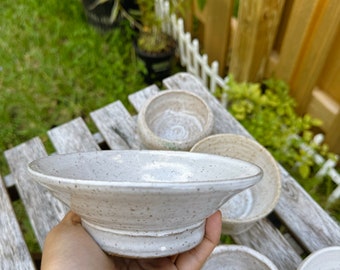 pottery set of 5 white lot#1