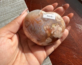 flower agate heart carved