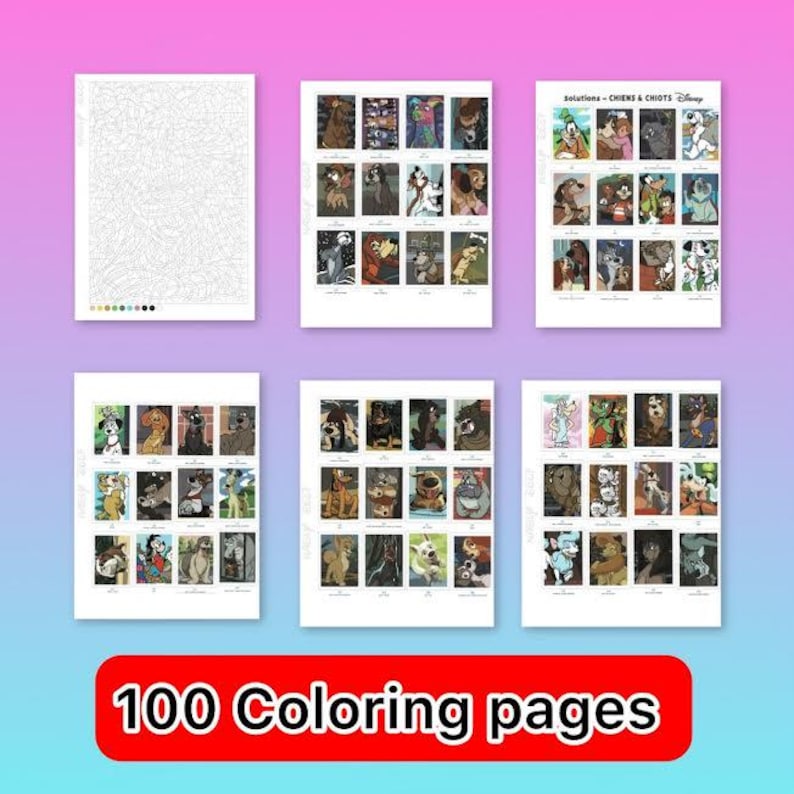 100+(PDF) Puppies and Dogs/ Mystery Colouring Book /Colouring by number, Colouring for adults, colouring mystery image 2