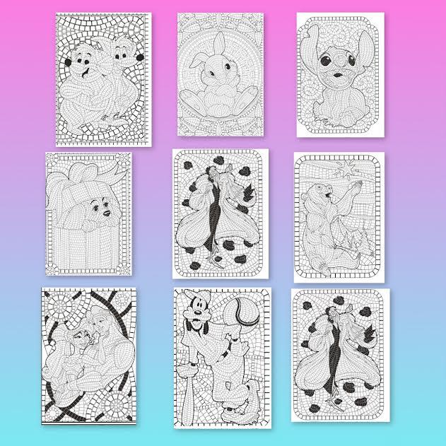 60PDF Coloring Disney MOSAIC Coloring/mosaicos/libro Para Colorear ...