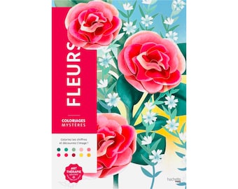 Más de 100 páginas PDF para colorear flores por números para imprimir / páginas misteriosas para colorear para adultos y niños / page de coloriage