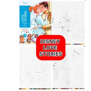 100PDF Colorear Disney HISTORIAS DE AMOR/Histoires d'amour/coloring book/Libro para colorear/color by number/printable PDF/Download/who am i/