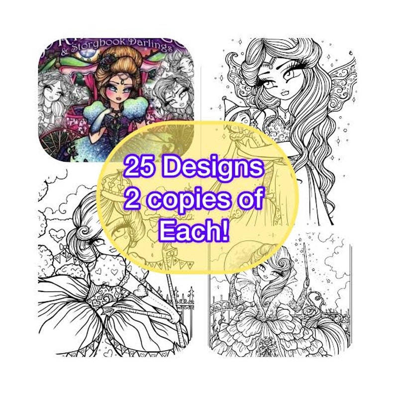 PDF DIGITAL Printable Coloring Book Fairy Tale Princesses Storybook ...