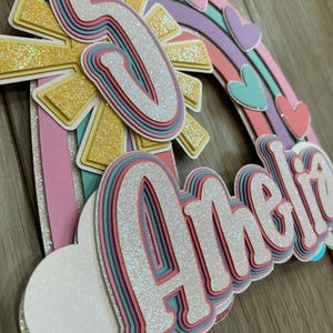 Personalized Rainbow Cake Topper: Handmade Birthday Party Decor