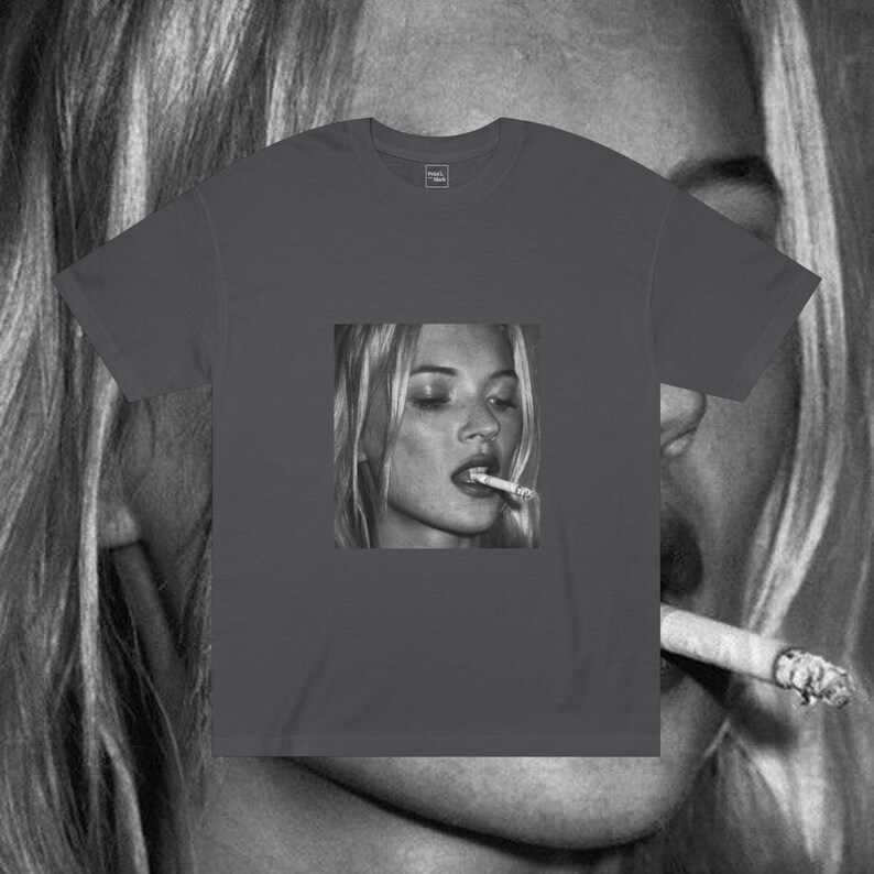 Camiseta unisex con estampado de Kate Moss, 100 % algodón, talla grande, estilo años 90, estilo retro y moderno. imagen 3