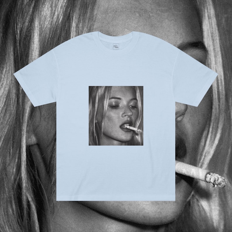 Camiseta unisex con estampado de Kate Moss, 100 % algodón, talla grande, estilo años 90, estilo retro y moderno. imagen 6