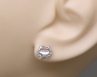 Earrings Crab Sterling Silver Cancer Zodiac Beach Seafood Tiny Ear Studs 3433