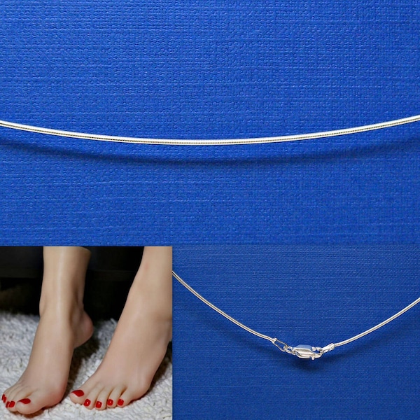 Anklet 10 Inch Sterling Silver Snake Chain Ankle Bracelet Body Jewelry 1mm Style 231-10