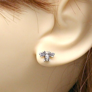 Earrings Honey Bee Sterling Silver Tiny Minimal Insect Pierced Ear Studs 3419
