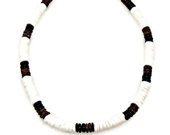 Necklace 18" 8mm Puka Shell Coconut Beads Surfer Beach Jewelry Sea Shells SUP 7033