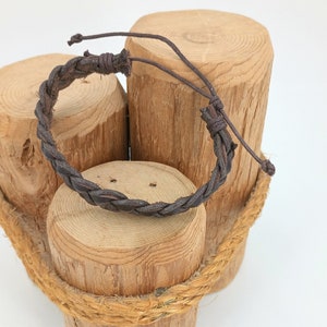 Distressed Braided Leather Bracelet Adjustable Brown Unisex 6281