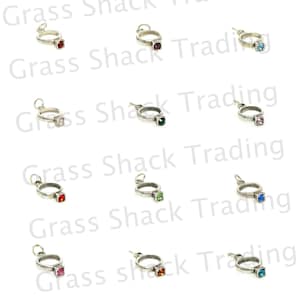 Birthstone Rings Sterling Silver Charm with optional Necklace Chain All Months 2250