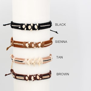 Shark Tooth Leather Bracelet Adjustable 3 Teeth Choice of Colors 6294