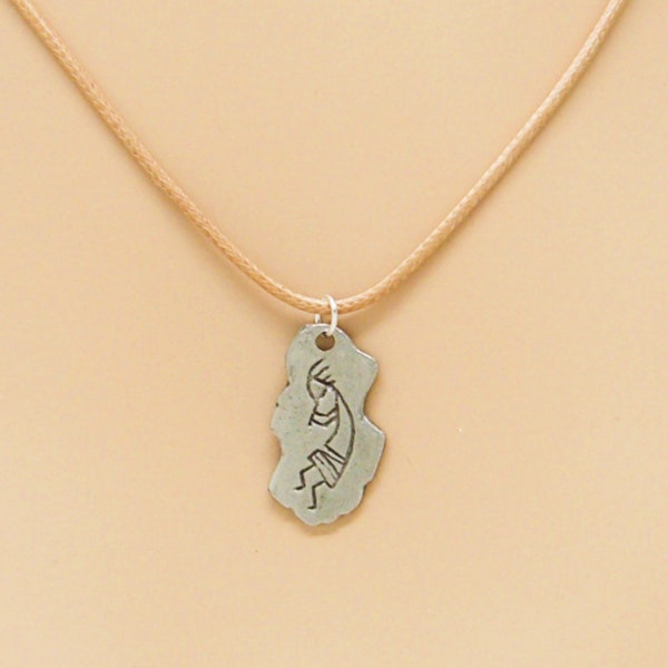 Kokopelli Flute Player Necklace, Adjustable 18" to 20", Dainty, Kids, Adults, Cave Drawing, Petroglyph, Choice of Colors 9004-80