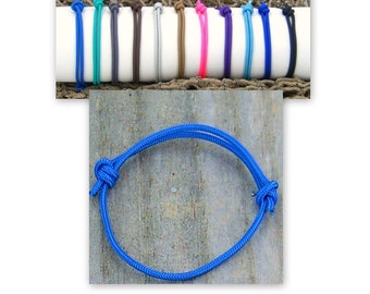 Surfer Waterproof Bracelet or Anklet, 2.4mm Paracord Adjustable, Choice 18 Cord Colors 7194AB
