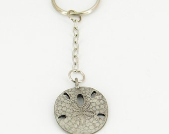 Key Chain Pewter Sand Dollar Beach Metal Key Ring