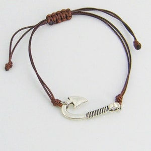 Leather Fish Hook Bracelet 