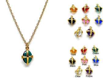 Necklace Gold Plated Acrylic Bead Pendant Gold Cable Chain Minimal Jewelry 18" 8 Colors NK 9005-39