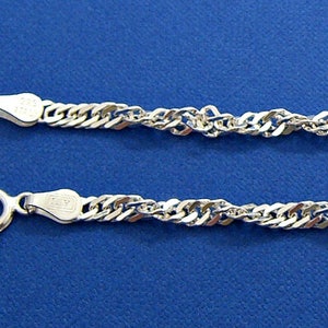 Bracelet 8 Inch Sterling Silver Singapore Twist 050 Chain 3mm Style 3255