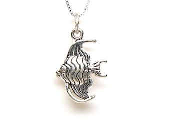Engel vis sterlingzilver zeeleven tropisch strand bedelhanger of ketting 1968