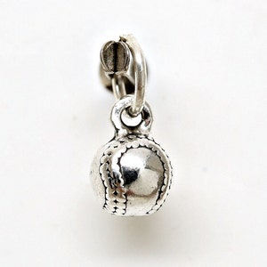 Tiny Baseball Softball Sterling Silver Sports Team Charm Pendant 1992
