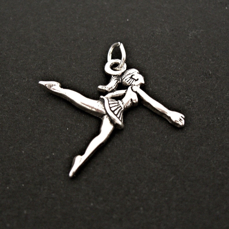 Ballerina Girl Ballet Dancer Sterling Silver Charm Pendant or Necklace 2007 image 1