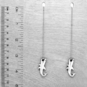 SHARKS Ear Threads Threader Earrings Pair Silver 5.25 Adjustable Length 76ET image 2