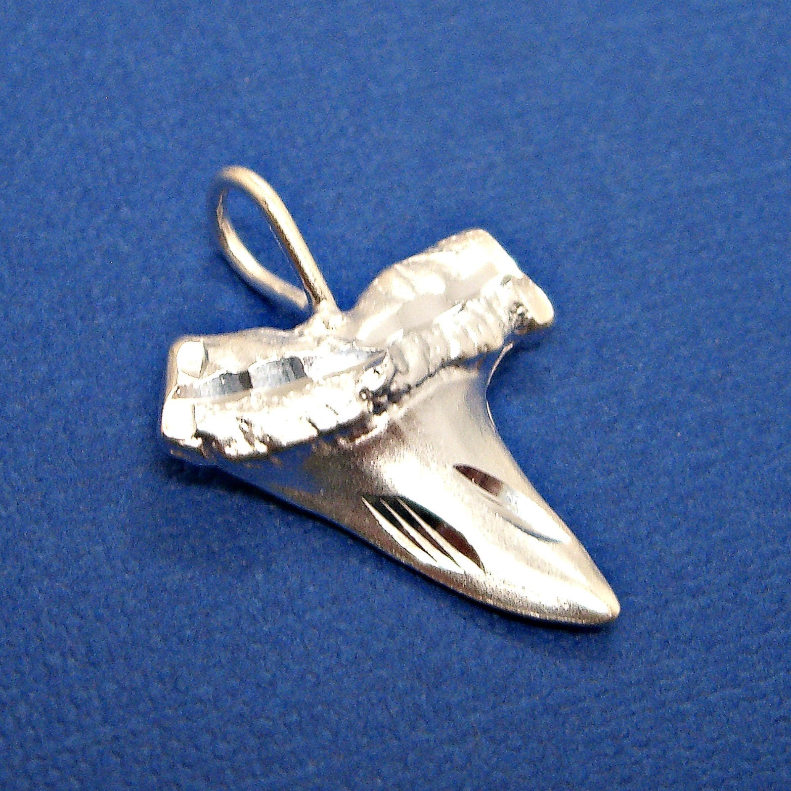 Sterling Silver Shark Tooth Diamond Cut Charm Sharks Teeth Pendant or ...