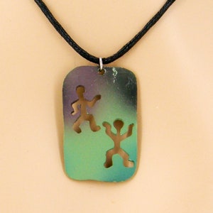 People Figures on Adjustable Black Cord Necklace Youth to Adult Camouflage Jewelry 9001-PEOPLE