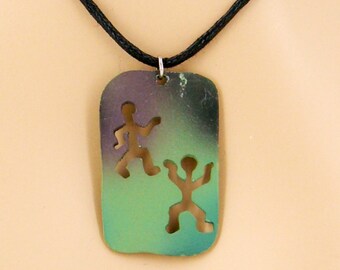 People Figures on Adjustable Black Cord Necklace Youth to Adult Camouflage Jewelry 9001-PEOPLE