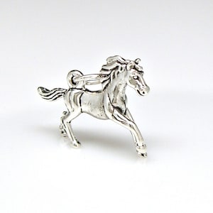 Wild Horse Galloping Sterling Silver Western Cowboy Charm Pendant or Necklace 2254