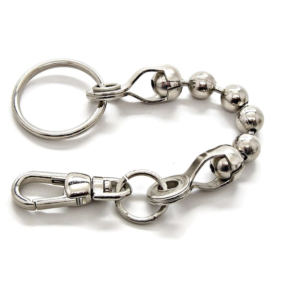 Key Chain, Large Steel Ball Bead, Large Split Ring, Spring Snap