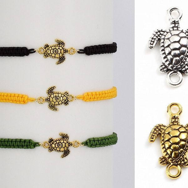 Sea Turtle Bracelet Adjustable Braided Cord 5 to 9 Inches Choice of 18 Colors Silver or Gold Charm 1017-309