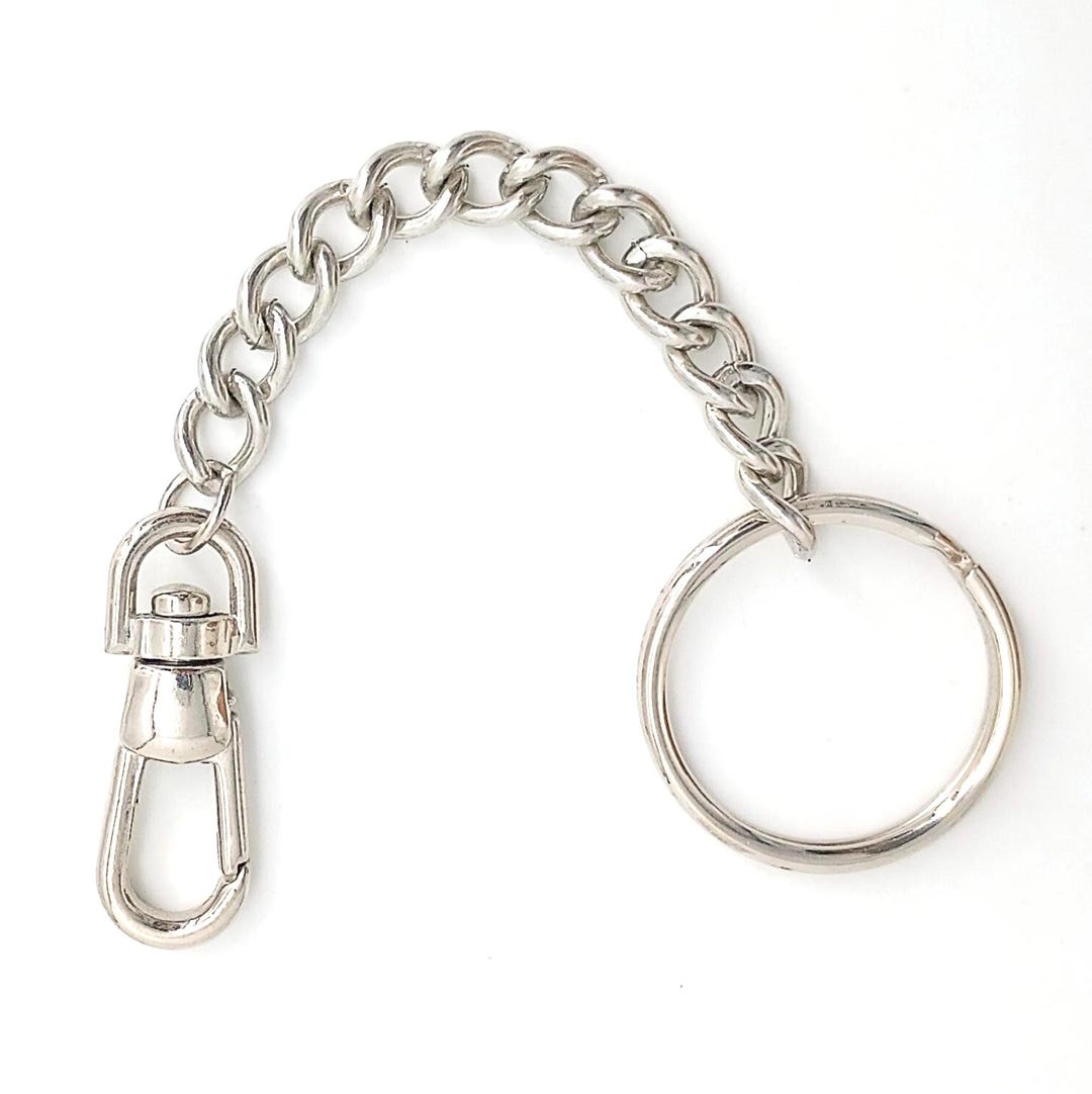 Key Chain, Steel Cuban Curb Chain, Large Split Ring, Spring Snap Clasp ...