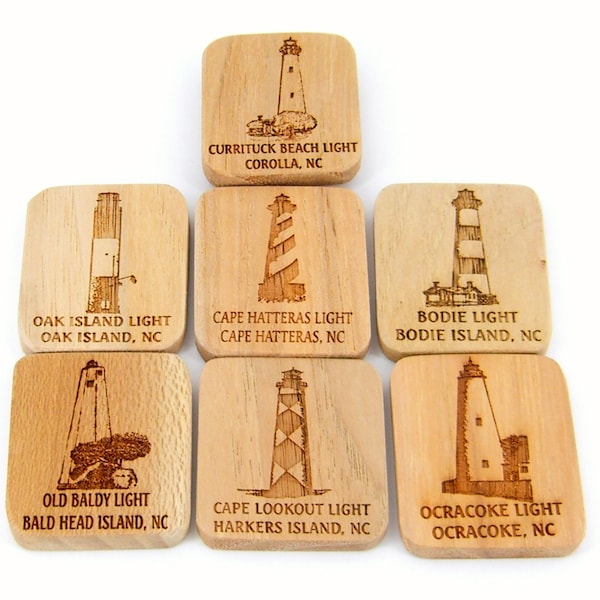 Wood Lighthouse Magnet Outer Banks North Carolina Hatteras Currituck Oak Island Ocracoke Bodie Old Baldy Cape Lookout