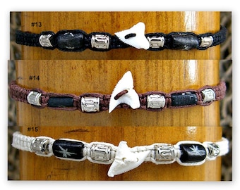 Shark Tooth Bracelet or Anklet Adjustable Braided Macramé Cord Choice of Styles 6263
